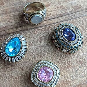 Heidi Daus Interchangeable Magnetic Rings with Blue, Purple, and Pink Gems